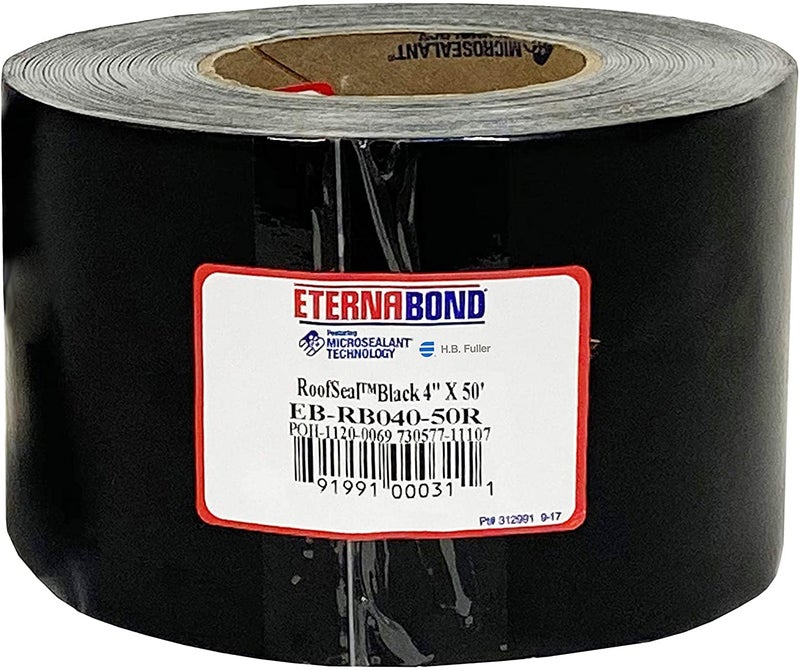 EternaBond RoofSeal Black 4" x50' MicroSealant UV Stable RV Roof Seal Repair Tape | 35 mil Total Thickness - EB-RB040-50R - One-Step Durable, Waterproof and Airtight Sealant - Image 1